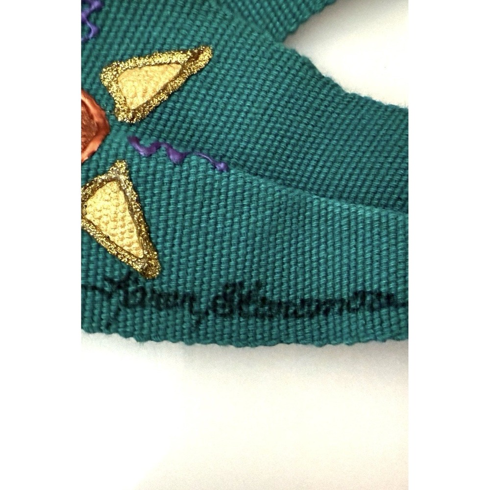 80s Hand Painted 3"‎ Waist Belt Teal Fish Multi Handmade Leather Buckle M/L 30" - Picture 4 of 16